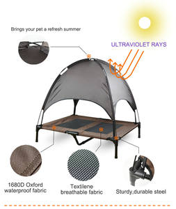 Cama para perros al aire libre, cuna elevada para mascotas con dosel extraíble, tienda de sombra, cuna elevada portátil para mascotas, cama de refrigeración para Camping y playa - Product Image 4