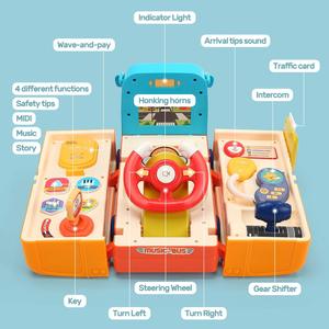 Jouet de voiture d'autobus pour les tout-petits: volant, jouet d'autobus scolaire de musique de son et de lumière, jouet de conduite éducatif - Product Image 5