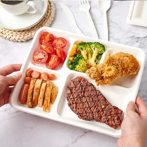 Bandejas de Almuerzo Desechables y Compostables de 5 Compartimentos, Ecológicas, Ligeras, Hechas de Bagazo de Caña de Azúcar, Blancas, <span class=keywords><strong>BIOPACK</strong></span> - Product Image 4