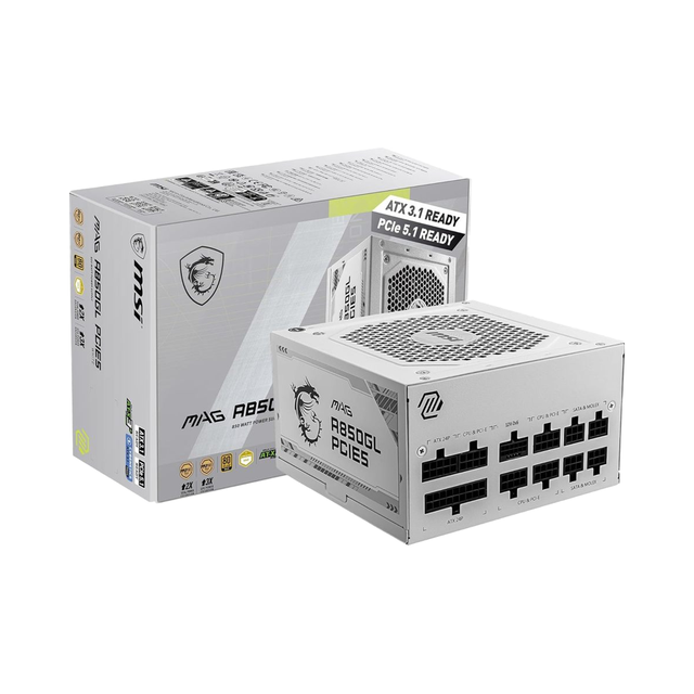 For MAG A850GL PCIe 5.1 White Gaming Power Supply Full Modular 80 Plus Gold Certified 850W ATX 3.1 Desktop Copper PSU