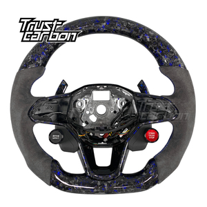 Volant sport personnalisé en fibre de carbone forgée bleue pour Volkswagen Golf MK8 Passat 2020-2025 GTI GTD GLI ID4 Tera T-ROC - Product Image 1