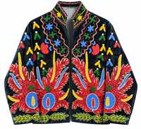 Veste bomber d'hiver épaisse en velours bleu marine de luxe pour femmes, faite à la main, style bohème ethnique, manches longues, col en V, respirante, séchage rapide