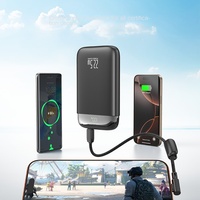 Nouvelle arrivée, batterie externe 10000 mAh PD 225W avec câble intégré, écran numérique, finition miroir élégante, compacte et portable