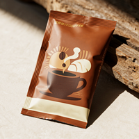 Sachet de café personnalisé thermoscellage à trois côtés pochette plate d'étanchéité avec encoches de déchirure pour café instantané poudre Mylar sac