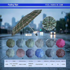 ร่มพับสามตอนแบบคลาสสิค รุ่น Feeling Rain 301B ผ้าโพลีเอสเตอร์พิมพ์ลาย 8 ซี่โครง สำหรับผู้ใหญ่ ใช้สำหรับเดินทาง ป้องกันแดดและฝน - Product Image 3