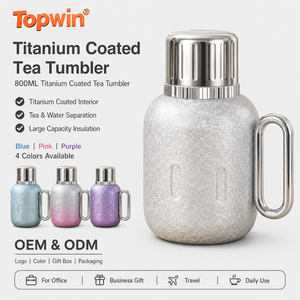 Titanium Coated Insulated <b>Tea</b> Tumbler Large Capacity <b>Tea</b> <b>Infuser</b> Flask with Handle for Business Gift Custom Logo - Product Image 1