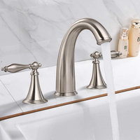 Robinet de lavabo vintage européen à trois trous, huit pouces, en cuivre nickelé chromé, pour eau froide et chaude, idéal pour hôtels et appartements (vente en gros)