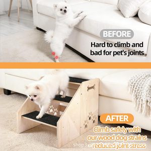 Escalera de madera transfronteriza para perros, escalera auxiliar de interior para gatos y perros, escalones para mascotas, escalera de madera para perros - Product Image 3