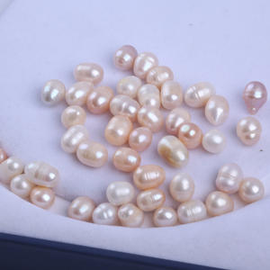 Chaîne de perles d'eau douce baroques blanches de 9-10 mm, perles argentées concassées, trou droit, semi-finies, en gros - Product Image 2