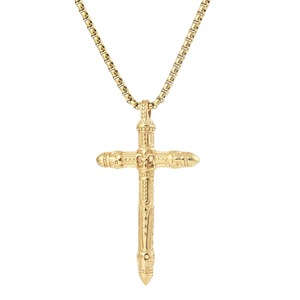 Yunnique – collier avec pendentif croix en acier inoxydable, chaîne dorée de 60cm, bijoux pour hommes, Design géométrique Punk - Product Image 2