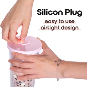 24oz 750ml BPA Free Custom Plastic Tumbler Bubble Tea Bottle <b>Reusable</b> Smoothie <b>Cup</b> <b>with</b> Straw - Product Image 4