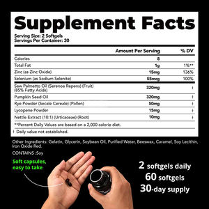 प्राकृतिक रूप से पैलेमेटो-690 मिलीग्राम 4x सूत्र कद्दू बीज तेल मूत्र समर्थन 60 गणना - Product Image 5