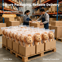 Boneka Singa Plushie Custom, Bulu Lembut Keriting, Cocok untuk Hadiah dan Dekorasi Rumah