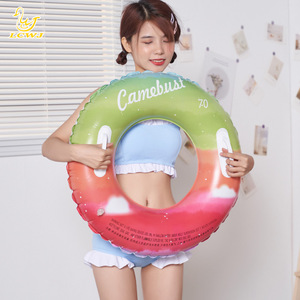 Bouée de natation gonflable Lcwj 70 cm, design dégradé arc-en-ciel pour adultes, utilisation en piscine et parc aquatique - Product Image 2