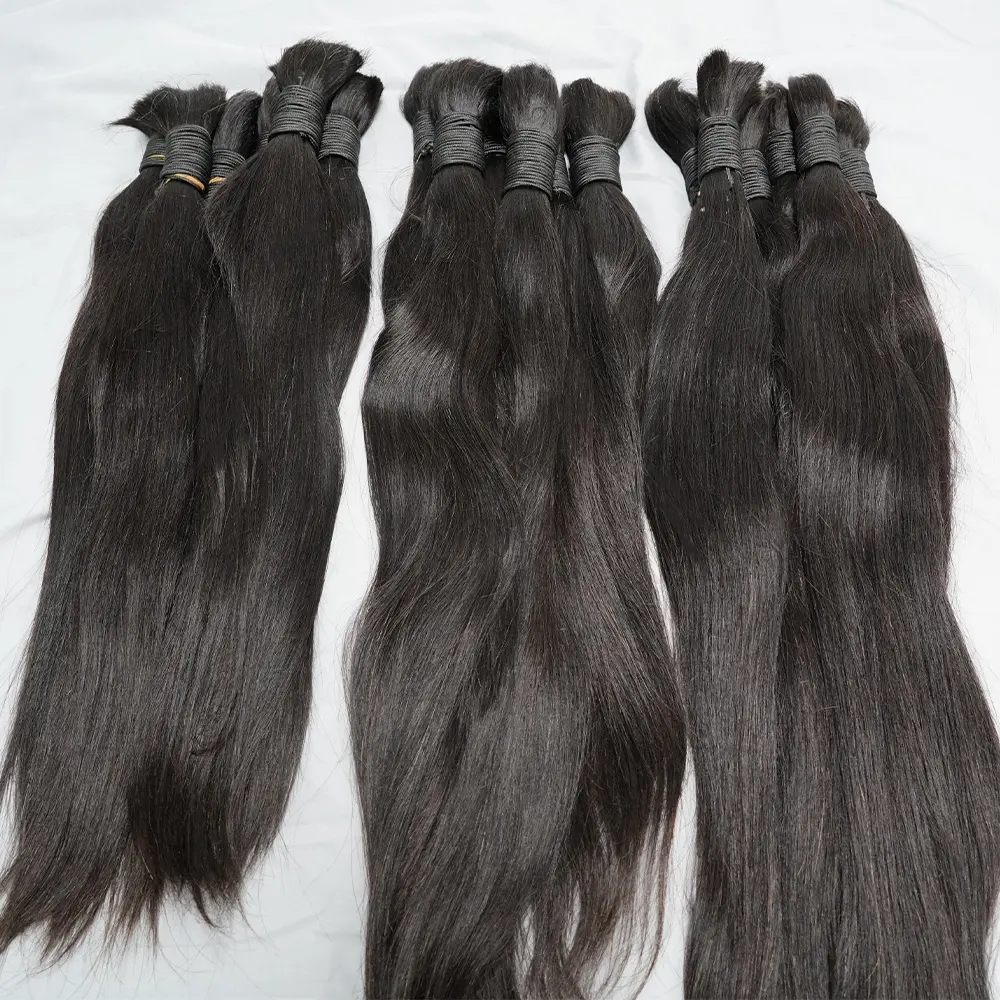 Grosir ditarik ganda rambut manusia remy virgin Cina mentah untuk mengepang warna alami 20cm sampai 85cm tanpa kawat rambut jumlah besar manusia