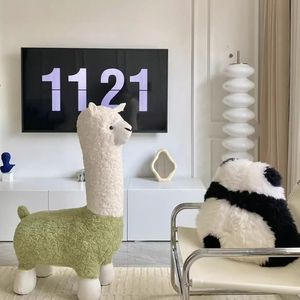 Tabouret en peluche Wan Yusen Alpaca, siège en tissu doux, décoration d'intérieur pour garçon - Product Image 3