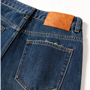 Jeans Anchos de <span class=keywords><strong>Mujer</strong></span> Huanqiu, Color Azul Oscuro, Lavado, con Dobladillo Bordado y Deshilachado, Cintura Alta - Product Image 3