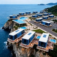 Maison Capsulaire Modulaire de Designer : Aménagement et Couleurs Personnalisables (OEM/ODM) pour Programme de Fourniture de Projets de Développement de Complexes Balnéaires en Bord de Mer