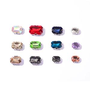 Longue griffe octogonale diamant robe de mariée <span class=keywords><strong>col</strong></span> cousu à la main strass verre <span class=keywords><strong>bijoux</strong></span> à bricoler soi-même Flatback coudre sur la partie supérieure Hot-Fix - Product Image 1