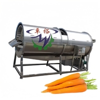 Fruit- en groentewasmachine met trommel, 500 kg capaciteit, inclusief droogfunctie