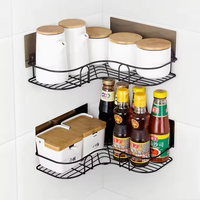 Étagère d'angle murale sans perçage à un niveau pour salle de bain, panier de douche en fer inoxydable robuste, support de rangement en acier inoxydable