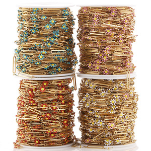 Daisy Dripping Mixed Color <b>Chain</b> 18k Gold Plated Stainless Steel Long <b>Cross</b> <b>Chain</b> For Necklace Making DIY Jewelry Findings - Product Image 1