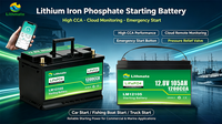 Batterie de démarrage au lithium LiFePO4 12V pour générateur à démarrage électrique, batterie de voiture 12V 80Ah