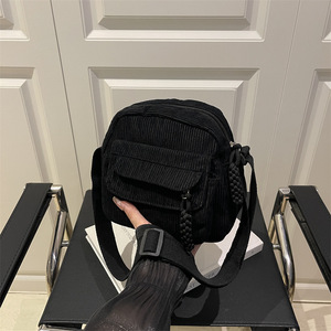 <b>Corduroy</b> Fashion Solid Color Single Zipper Shoulder Crossbody <b>Bag</b> 2025 Autumn New Casual Women's Cosmetic Travel Organizer - Product Image 3