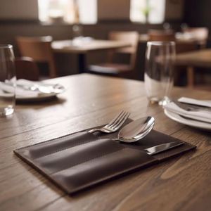 Porte-ustensiles en cuir véritable personnalisé pour fourchettes, couteaux et couverts, idéal pour restaurant, maison, mariage, fête, pique-nique - Product Image 5