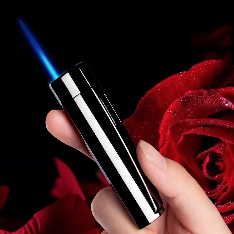 The latest plating blue flame windproof torch lighter with Sensitive switch