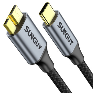 SUNGUY 10Gbps Nylon Braided <b>USB</b> C to <b>Micro</b>-B Charging <b>Cable</b> <b>USB</b> Fast Charging <b>Cable</b> chargeur de téléphone for Phone Laptop - Product Image 1