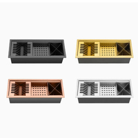 Ensemble d'évier de cuisine brésilien, très vendu, en acier inoxydable, égouttoir à vaisselle, évier simple, forme carrée, robinet à cascade volante