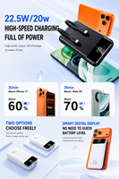 Chargeur portable HYTO 22,5W 10000mAh 20000mAh, batterie externe à charge rapide, câble USB C, écran LED, batterie portable