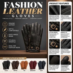 Guantes de Moda Ecológicos de Piel de Oveja con Pantalla Táctil para Uso Diario al Aire Libre y Fiestas - Product Image 2