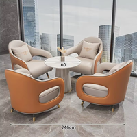 Ensemble de canapés et fauteuils de négociation commerciaux personnalisés en PU de luxe pour 4 personnes avec rangement, idéal pour hall d'hôtel, café et sièges visiteurs