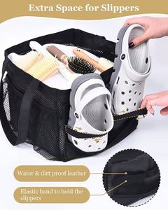 Échantillon Gratuit : Sac de Douche en Maille Polyester avec Fermeture Éclair pour Essentiels de Dortoir Universitaire, Sac Fourre-Tout Portable Suspendu pour Articles de Toilette de Salle de Bain - Product Image 5