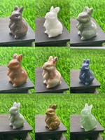 Pierre sculptée en cristal de lapin poli multicolore, naturelle et guérisseuse, breloque lâche pour bijoux faits main, décoration intérieure, artisanat et cadeaux