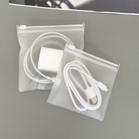 Sac pour câble de données en vente chaude, impression de logo personnalisée, sac transparent mat givré en EVA avec fermeture éclair coulissante, plusieurs tailles