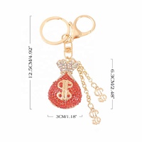 Porte-monnaie en cuir orné de diamants et de cristaux, porte-clés de voiture, pendentif porte-monnaie en dollars américains, petit cadeau