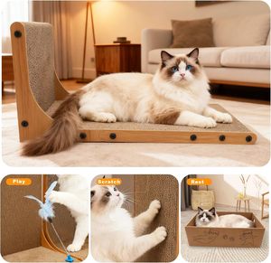 Fournitures pour animaux de compagnie : <span class=keywords><strong>Griffoir</strong></span> pour <span class=keywords><strong>chat</strong></span>, protecteur de meubles avec jouet à plumes pour chats d'intérieur - <span class=keywords><strong>Griffoir</strong></span> arbre à <span class=keywords><strong>chat</strong></span> écologique - Product Image 6