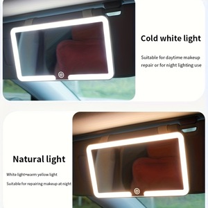 Espejo de Maquillaje para el Copiloto con Visera Solar Ajustable Tricolor LED de Alta Definición y Aumento de 3x, Resistente al Polvo y Montado en el Automóvil - Product Image 3