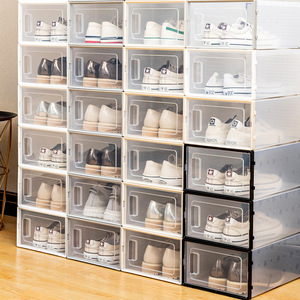 Clear Stackable Shoe Organizer Plastic Shoe Storage Box