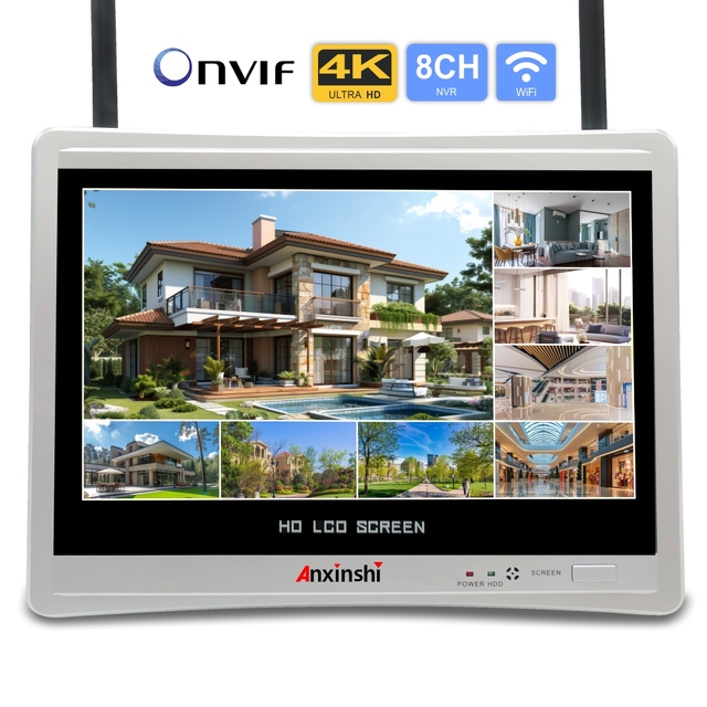 Large Screen Wireless Nvr WIFI 8CH 12.5 INCH MONITOR and RECORDER Supports 2.5-inch &3.5-inch Hard Drives