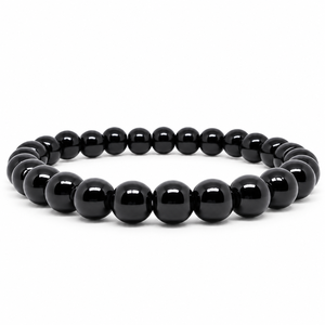 สร้อยข้อมือลูกปัดออนิกซ์สีดำขนาด 8 มม. ลูกบอลคริสตัลอาเกตธรรมชาติ พลังหินบำบัดจักระ สไตล์โบฮีเมียน สำหรับผู้ชายและผู้หญิง ของขวัญเพื่อการบำบัด - Product Image 5