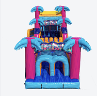 Parcours d'obstacles aquatique gonflable Teal Rippling Rush de 30 pieds pour le plaisir estival et les attractions des parcs d'attractions
