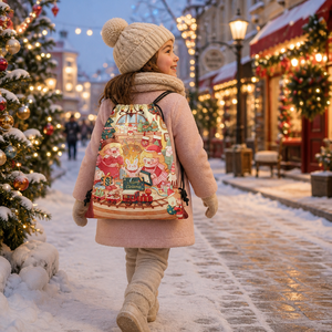Shopping Mall Christmas Custom Waterproof <b>Drawstring</b> <b>Backpack</b> Festival Shopping <b>Drawstring</b> Bag - Product Image 1