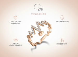 Anillo de Regalo para el Día de la Madre Unisex con Diseño de Corazón en Forma de V, Chapado en Oro Rosa de 18K, con Diamantes Incrustados, Certificado por NGTC, Serie CHIC - Product Image 3