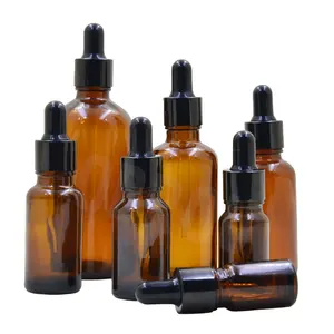 Flacon compte-gouttes d'huile essentielle en verre ambré de 10ml 20ml 30ml 50ml Offre Spéciale avec compte-gouttes en verre pour les soins personnels de beauté