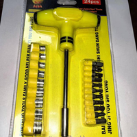 Kit d'outils de réparation mécanique professionnel 24-en-1 en forme de T, avec embouts et douilles en acier au carbone, pour un travail simplifié, avec mallette de rangement
