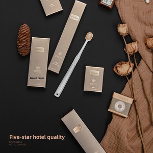 Kit de salle de bain jetable haut de gamme pour hôtel, série Dika, ensemble de 13 pièces, logo imprimé, comprend brosse à dents et dentifrice, pour maison d'hôtes - Product Image 4